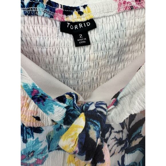 Torrid Colorful Floral Mini Gauze Puff Sleeve Skater Dress Plus Size 2X Boho - Picture 5 of 11